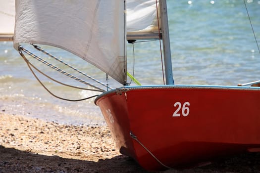 Sailing boat on a deserted coast