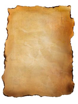 Old parchment paper against white background