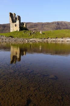 View across Loch Assynt Sutherland Highlands Scotland