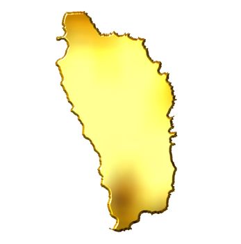 Dominica 3d golden map isolated in white