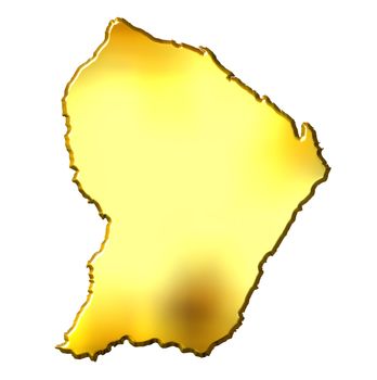 French Guiana 3d golden map isolated in white