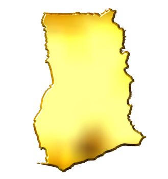Ghana 3d golden map isolated in white