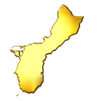 Guam 3d golden map isolated in white
