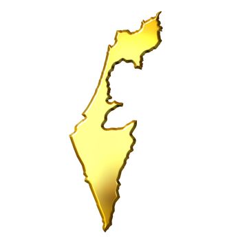 Israel 3d golden map isolated in white