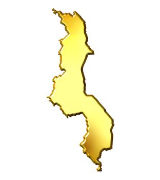 Malawi 3d golden map isolated in white