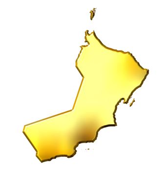 Oman 3d golden map isolated in white