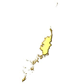 Palau 3d golden map isolated in white