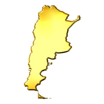Argentina 3d golden map isolated in white