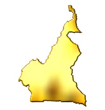 Cameroon 3d golden map isolated in white