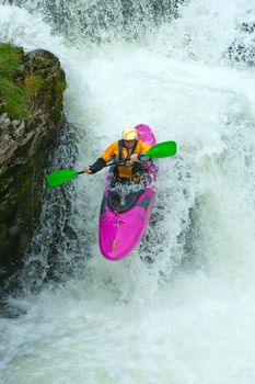 Kayak trip on the waterfalls in Norway. July 2010