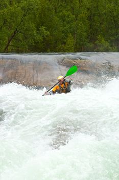 Kayak trip on the waterfalls in Norway. July 2010