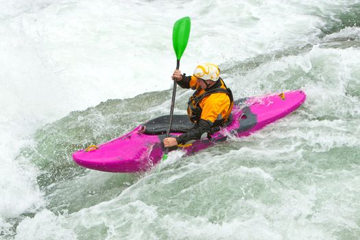 Kayak trip on the waterfalls in Norway. July 2010