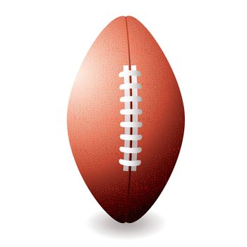 Oval shaped American football or rugby ball with shadow