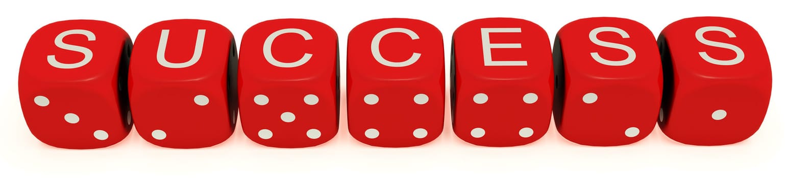 Red dice with labeled "success" on the upper plane