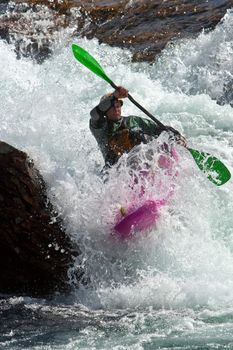 Kayak trip on the waterfalls in Norway. July 2010