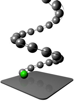 Image of 3d balls on the spiral path from top to bottom, accompanied by the leading one green  ball