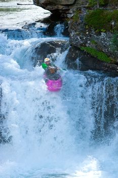 Kayak trip on the waterfalls in Norway. July 2010