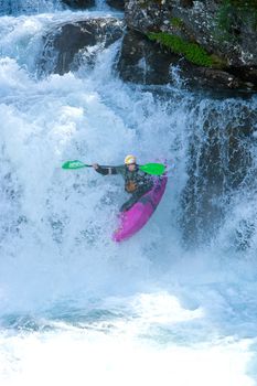 Kayak trip on the waterfalls in Norway. July 2010