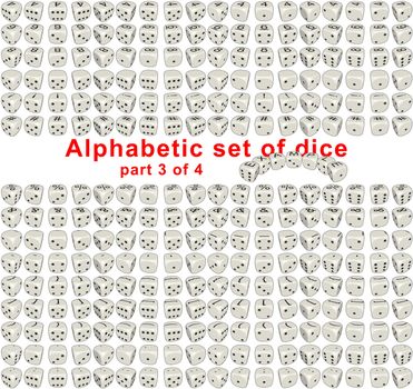 Sprites set Alphabetic Dice it's full set consist from letters, digits and signs on a top side of the dice. Dice are rotated on 360 deg with step of 20 degrees. On lateral sides dice looks like usual dice. By means of the given set it is possible to make any inscription from dice. Each sprite have size 256x256 pixels. Part 3 of 4