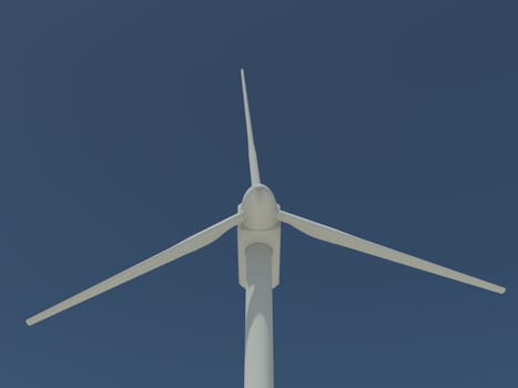 single windmill shown in close-up on a clear blue sky