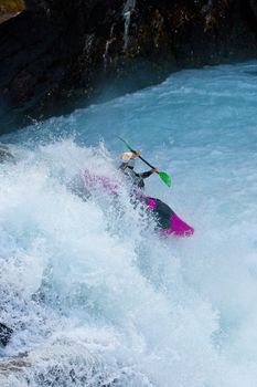 Kayak trip on the waterfalls in Norway. July 2010