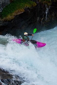 Kayak trip on the waterfalls in Norway. July 2010