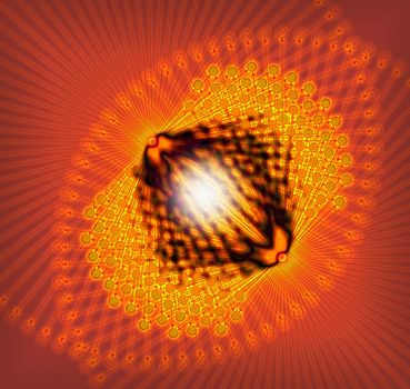 Concept image illustrating science phenomenon when molecules attract and explode