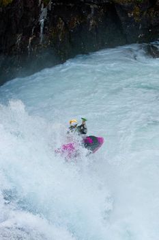 Kayak trip on the waterfalls in Norway. July 2010