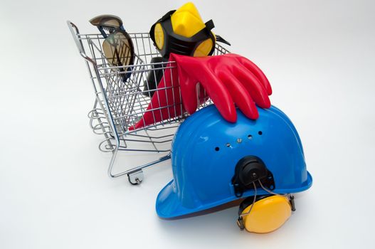 Shopping cart with industrial safety.