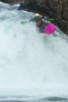 Kayak trip on the waterfalls in Norway. July 2010