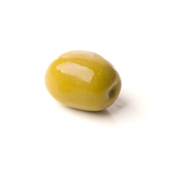 green greek olive on white background - healthy eating