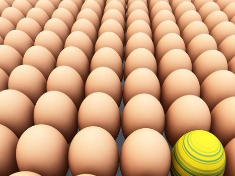 Easter egg amongst regular eggs for difference concepts.
