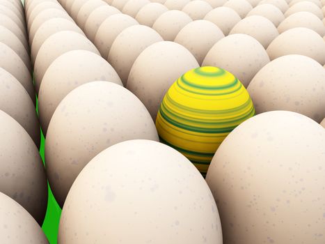 Easter egg amongst regular eggs for difference concepts.
