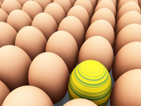 Easter egg amongst regular eggs for difference concepts.
