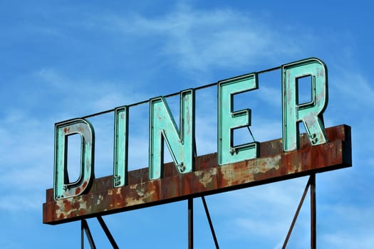 A old Abandoned roadside diner sign