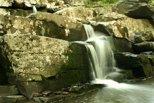 A flowing waterfall with silky water