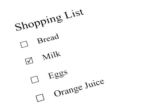 A shopping check list paper