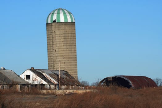 A old farm with grain silo