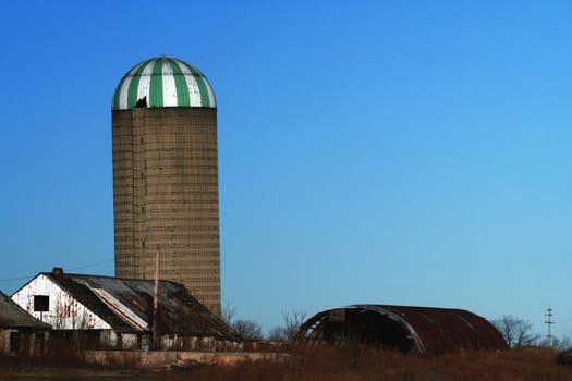 A old farm with grain silo