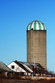 A old farm with grain silo