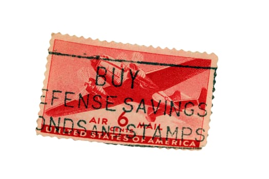 A isolated US postage airmail  stamp