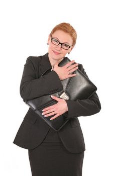 positive woman with briefcase 