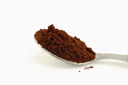 Close-up of spoon full of coffee powder