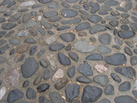 cut out of a cobblestone road