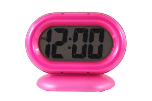 A isolated pink alarm clock