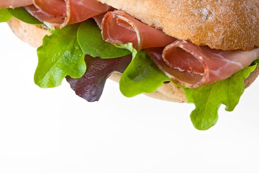 detail of a sandwich with ham and salad