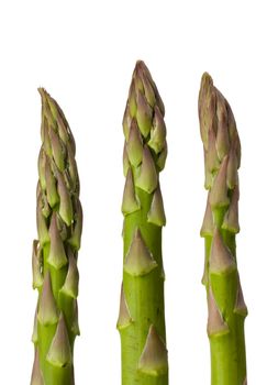 detail of fresh green asparagus isolated on white background