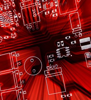 Red printed-circuit board for electronic components