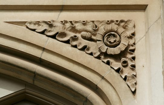 A old flower carving on a doorway