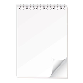 Blank white note pad with ring bind and shadow effect